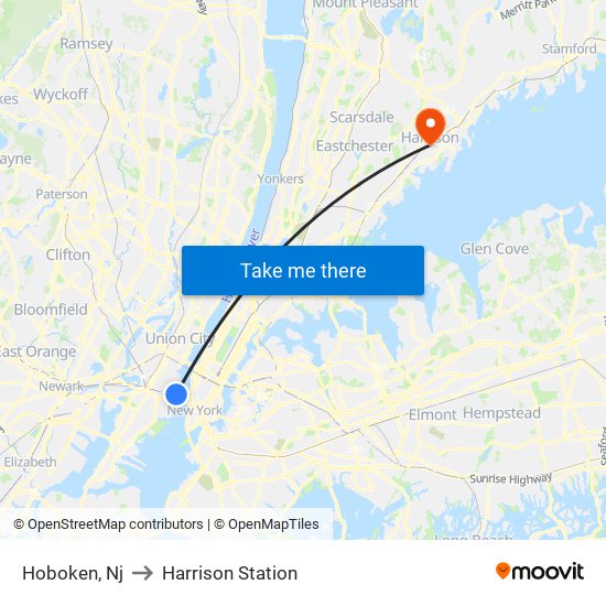 Hoboken, Nj to Harrison Station map