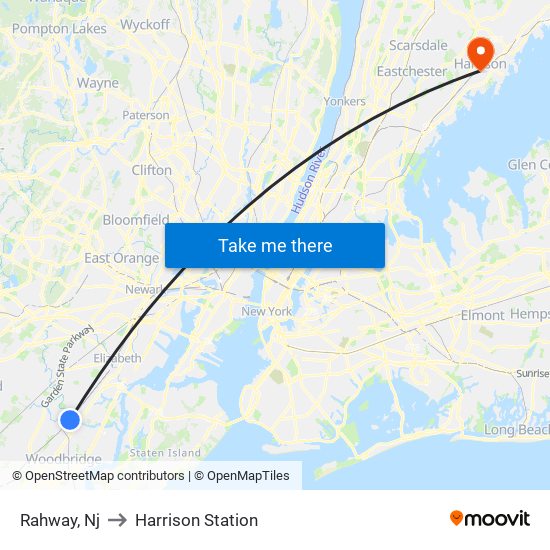 Rahway, Nj to Harrison Station map