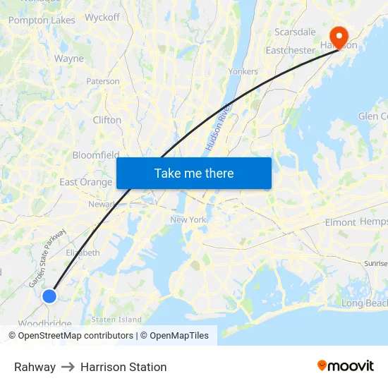 Rahway to Harrison Station map