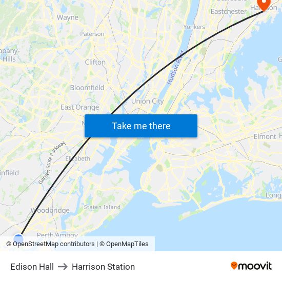 Edison Hall to Harrison Station map