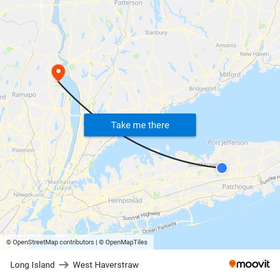 Long Island to West Haverstraw map