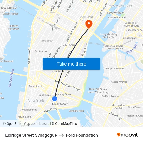 Eldridge Street Synagogue to Ford Foundation map