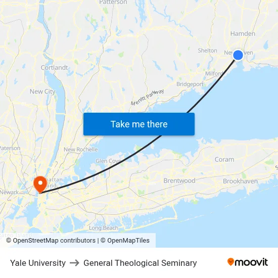 Yale University to General Theological Seminary map