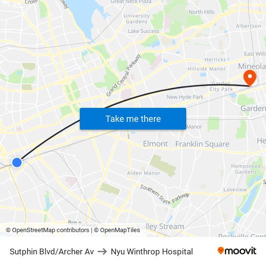 Sutphin Blvd/Archer Av to Nyu Winthrop Hospital map