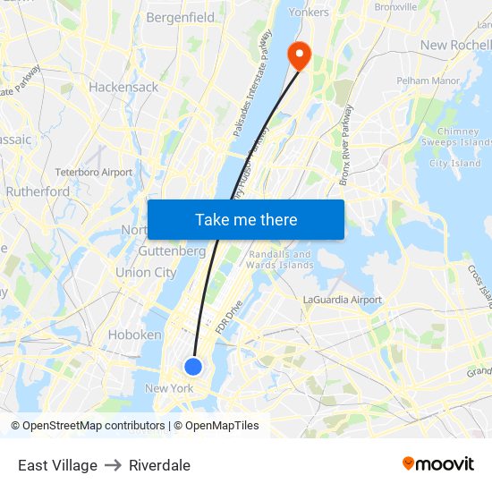 East Village to Riverdale map
