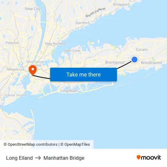 Long Eiland to Manhattan Bridge map