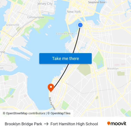 Brooklyn Bridge Park to Fort Hamilton High School map