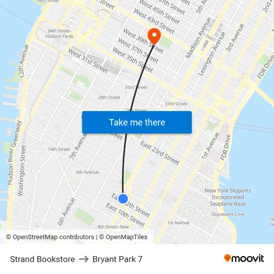 Strand Bookstore to Bryant Park 7 map