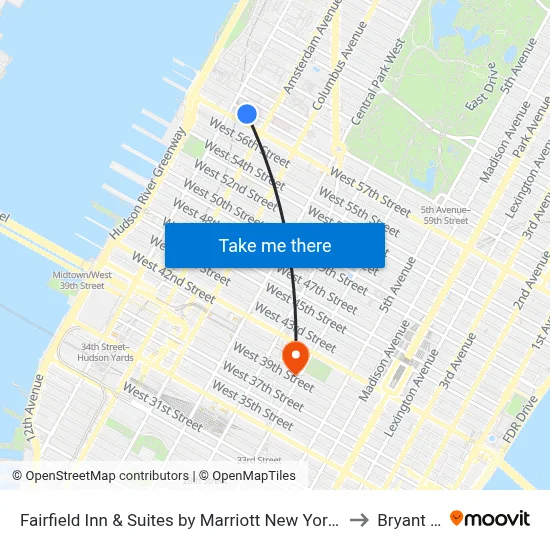Fairfield Inn & Suites by Marriott New York Manhattan/Central Park to Bryant Park 7 map