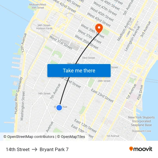 14th Street to Bryant Park 7 map