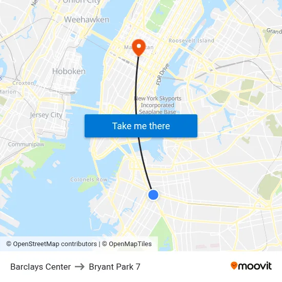 Barclays Center to Bryant Park 7 map