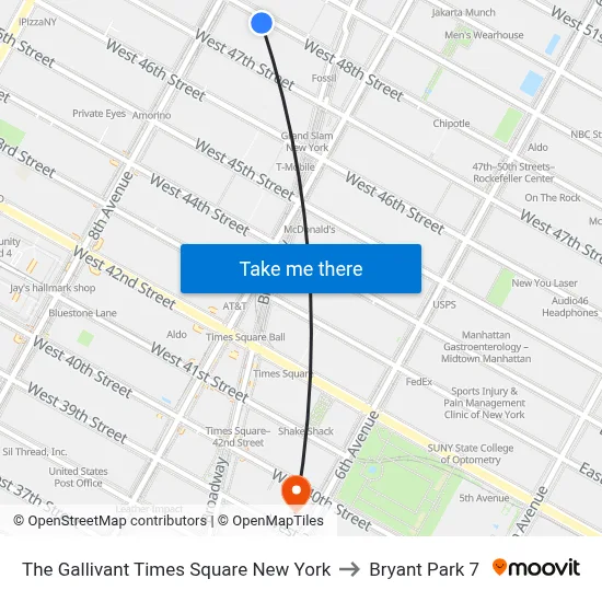 The Gallivant Times Square New York to Bryant Park 7 map