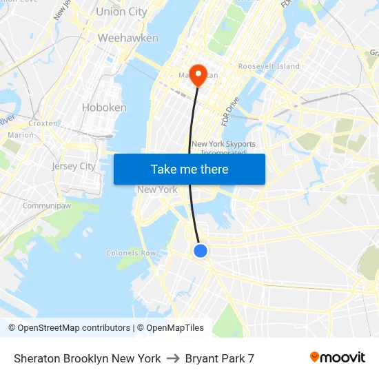Sheraton Brooklyn New York to Bryant Park 7 map