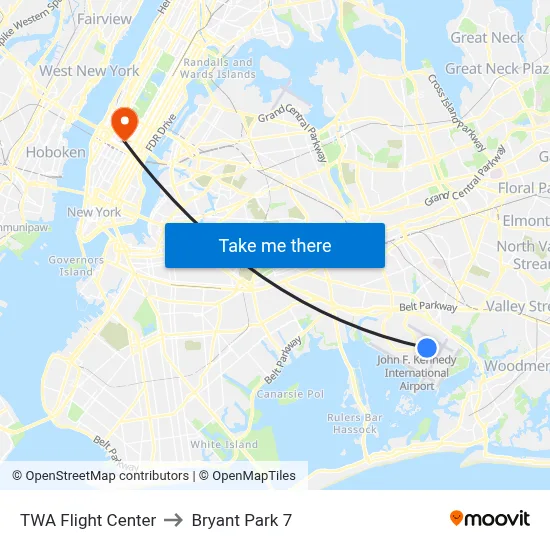 TWA Flight Center to Bryant Park 7 map