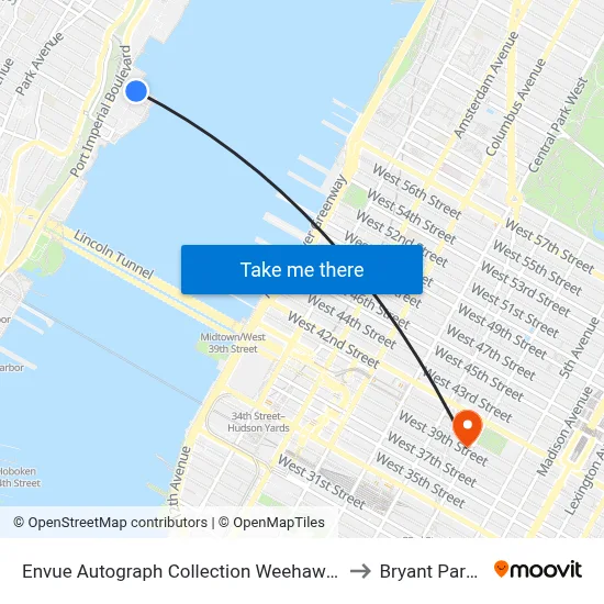 Envue Autograph Collection Weehawken to Bryant Park 7 map