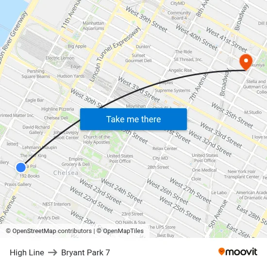 High Line to Bryant Park 7 map