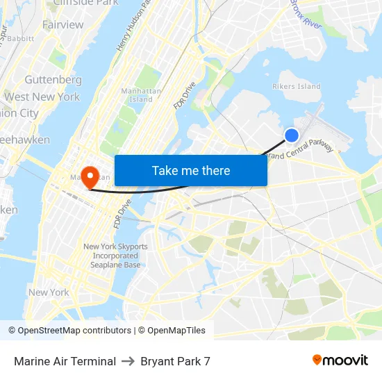 Marine Air Terminal to Bryant Park 7 map