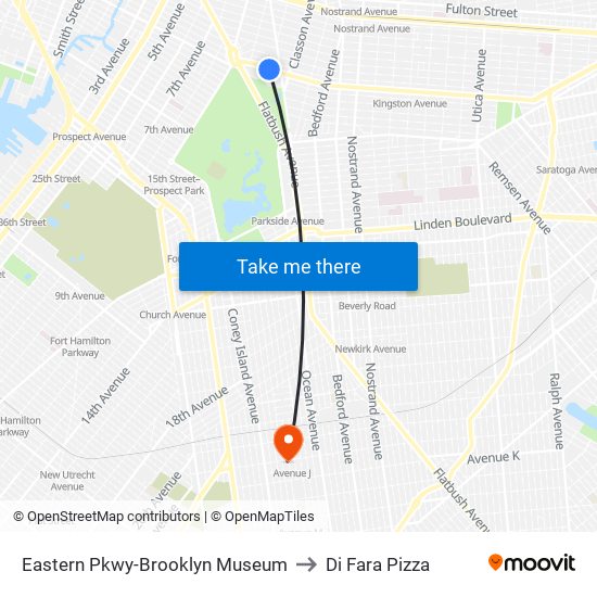 Eastern Pkwy-Brooklyn Museum to Di Fara Pizza map