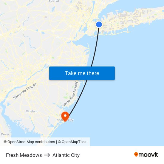 Fresh Meadows to Atlantic City map