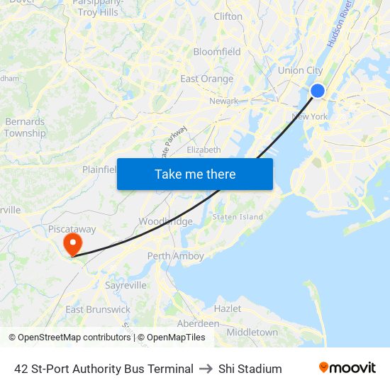 42 St-Port Authority Bus Terminal to Shi Stadium map