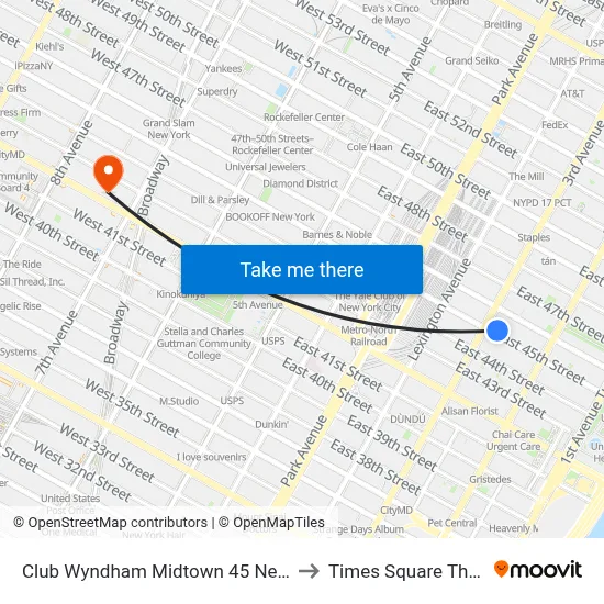 Club Wyndham Midtown 45 New York to Times Square Theater map