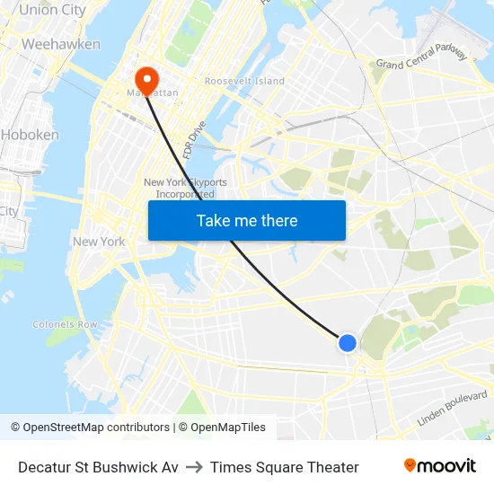 Decatur St Bushwick Av to Times Square Theater map