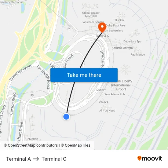 Terminal A to Terminal C map