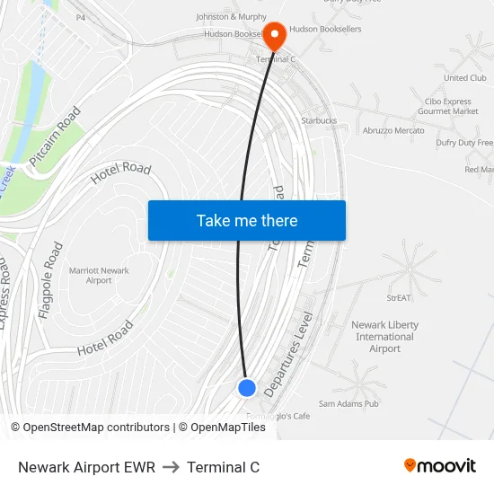 Newark Airport EWR to Terminal C map