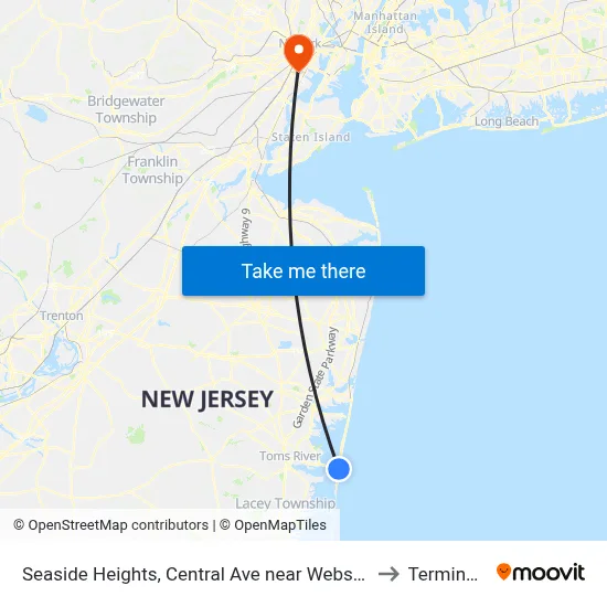 Seaside Heights, Central Ave near Webster Ave to Terminal C map
