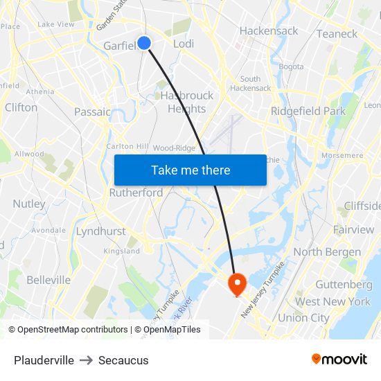 Plauderville to Secaucus map