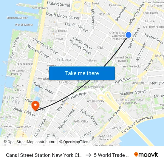 Canal Street Station New York City Subway to 5 World Trade Center map