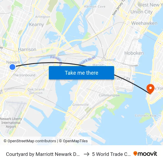 Courtyard by Marriott Newark Downtown to 5 World Trade Center map