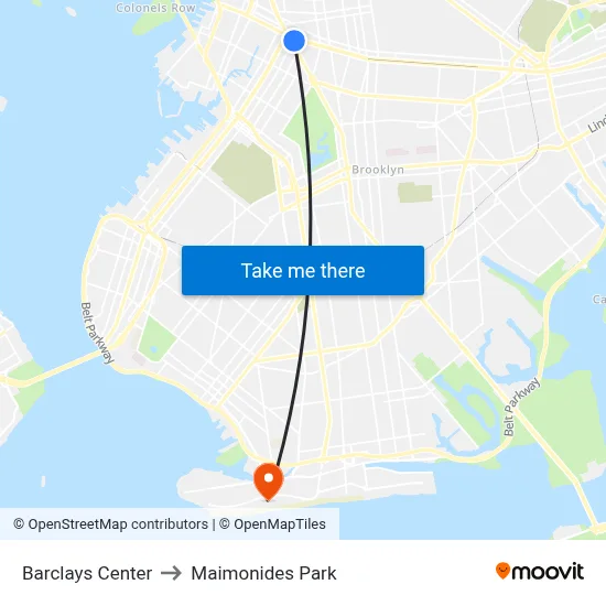 Barclays Center to Maimonides Park map