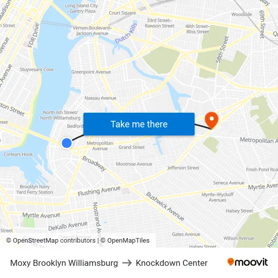 Moxy Brooklyn Williamsburg to Knockdown Center map