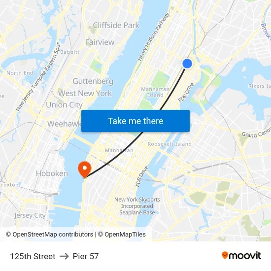 125th Street to Pier 57 map