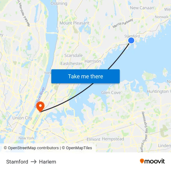 Stamford to Harlem map