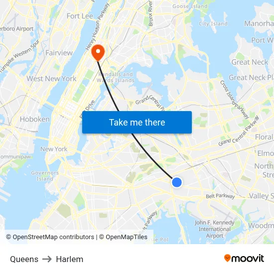 Queens to Harlem map