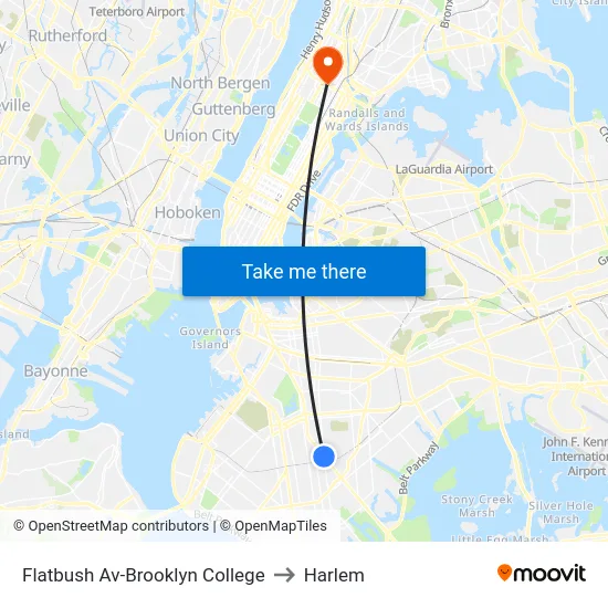 Flatbush Av-Brooklyn College to Harlem map