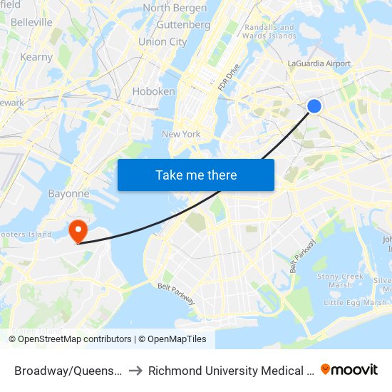 Broadway/Queens Blvd to Richmond University Medical Center map