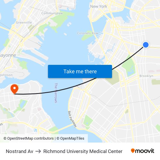 Nostrand Av to Richmond University Medical Center map