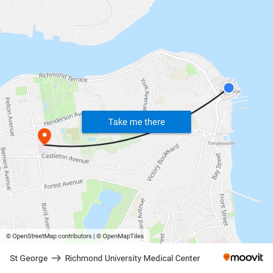 St George to Richmond University Medical Center map