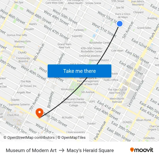 Museum of Modern Art to Macy's Herald Square map