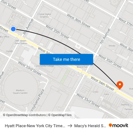 Hyatt Place-New York City Times Square to Macy's Herald Square map