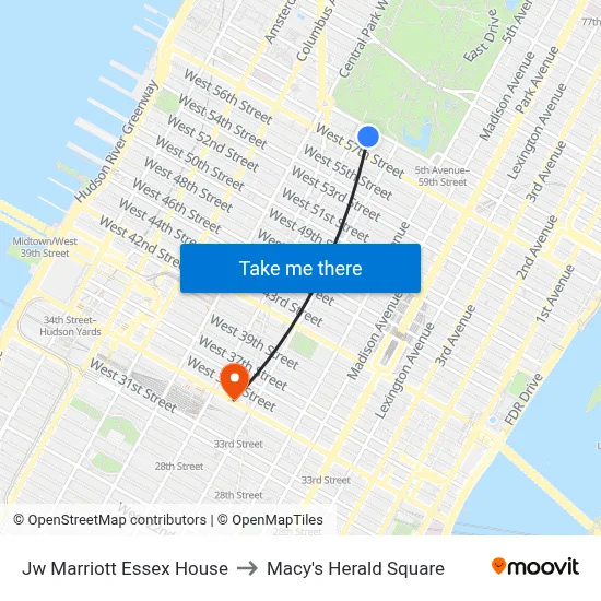 Jw Marriott Essex House to Macy's Herald Square map