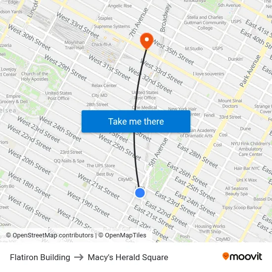 Flatiron Building to Macy's Herald Square map