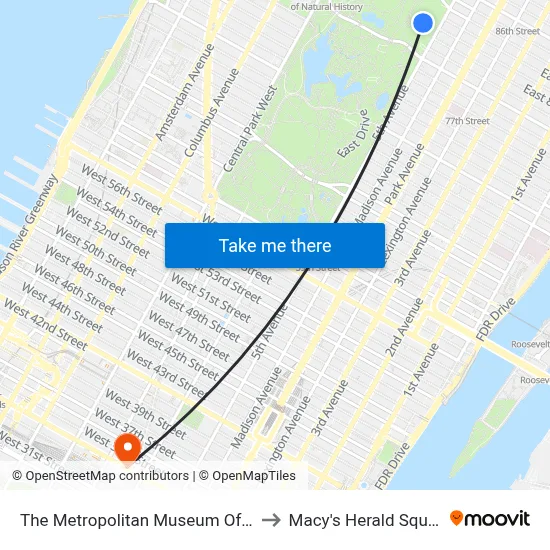 The Metropolitan Museum Of Art to Macy's Herald Square map