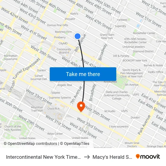 Intercontinental New York Times Square to Macy's Herald Square map