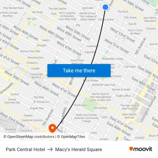 Park Central Hotel to Macy's Herald Square map