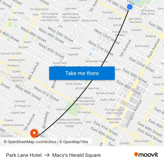 Park Lane Hotel to Macy's Herald Square map