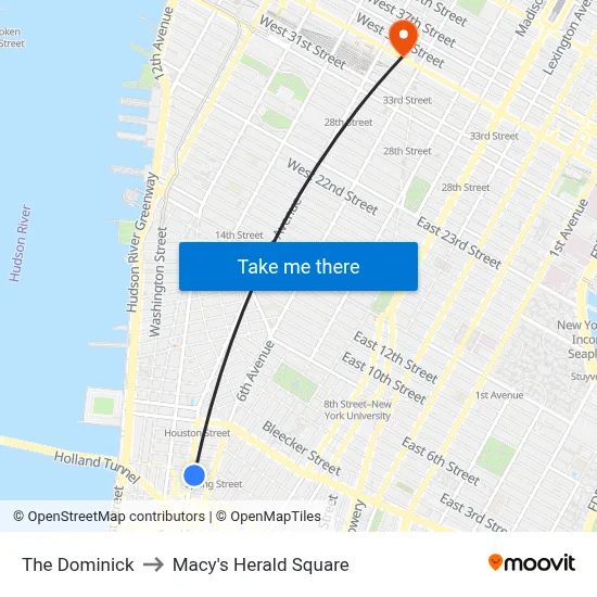 The Dominick to Macy's Herald Square map